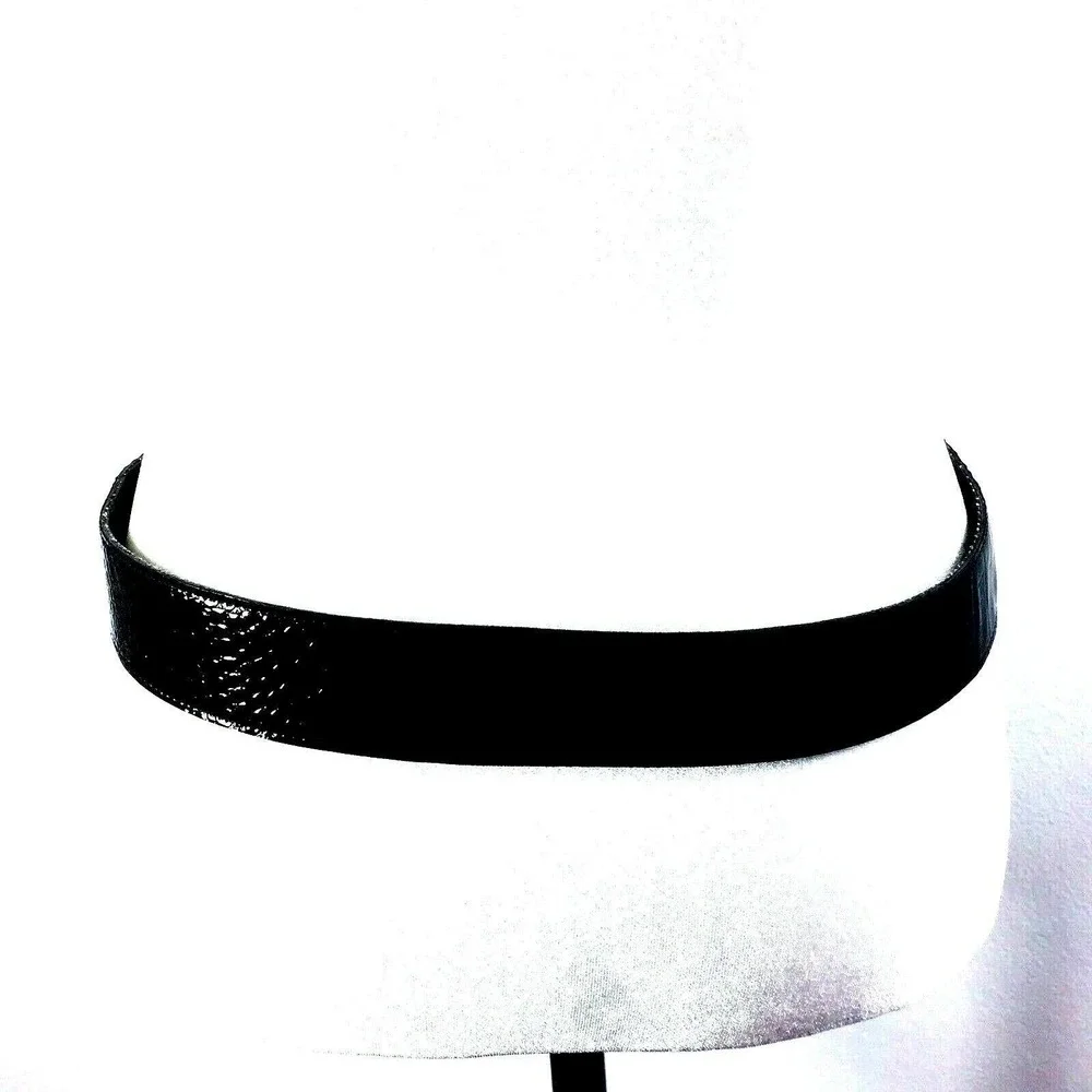 Vintage Retro‎ Womens Belt Size 14 Black Shiny Faux Alligator Print